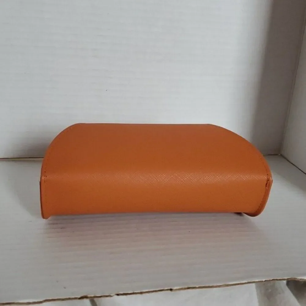 Tory Burch Sunglasses Glasses Case DESIGNER LOGO Orange VEGAN Leather